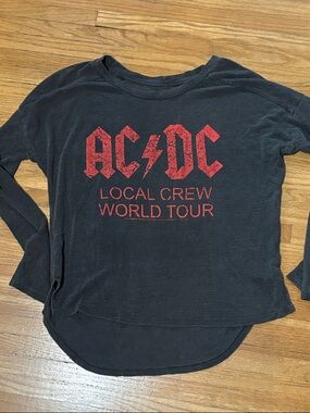 AC/DC Black Long Sleeve “Tee” or very light crewneck with AC DC Logo